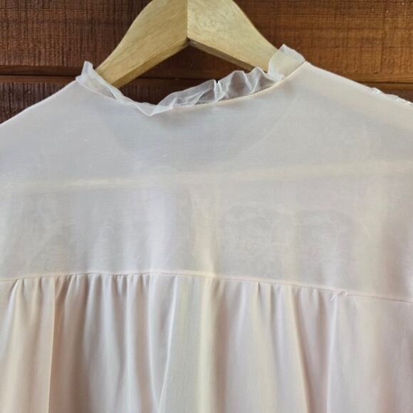 Wonder Maid Vintage 50s Peach Embroidered Lace Ruffle Bed Jacket Coquette Boho - Picture 7 of 12
